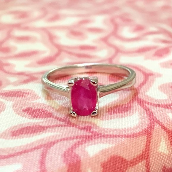 Solid Sterling Silver and Pale Ruby Minimalist Ring Size 7-Mood:Rosé Rocket Fuel - Picture 4 of 15